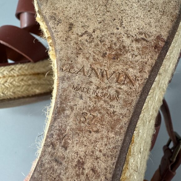 Lanvin Brown Espadrille Wedge Heel Platform Sandals, Size 37 - Picture 12 of 15